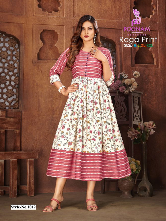 Poonam Raga Festive Wear Wholesale Printed Anarkali Kurtis
